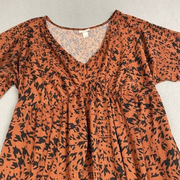 Ava & Viv Women's size XXL Brown Pattern Textured Dress plus,Pockets,V-Neck - Picture 8 of 14